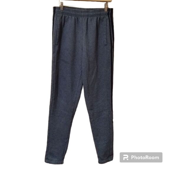 Adidas Gray 3 Stripe Joggers Logo Sweatpants w/ Pockets Sz M - Picture 1 of 8